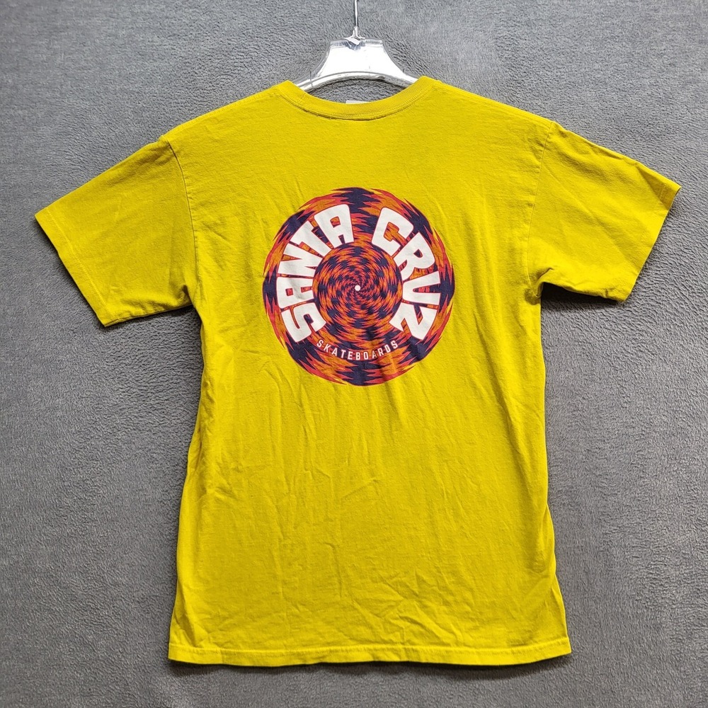 Santa Cruz Skateboards Men Shirt  Medium Yellow Logo Spiral Short Sleeve READ